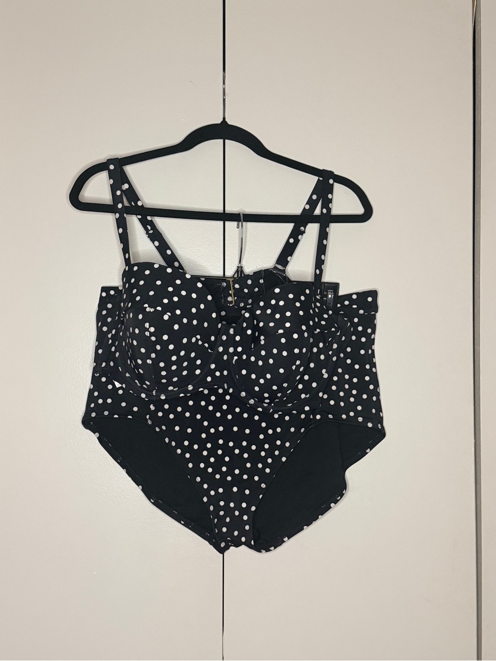 Adore Me Black & White Polka Dot High-Waist Bikini Set